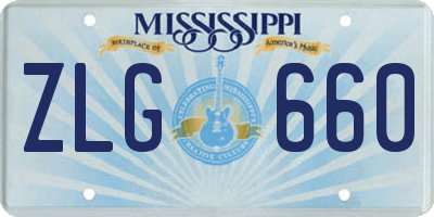 MS license plate ZLG660