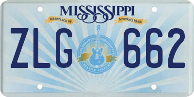 MS license plate ZLG662