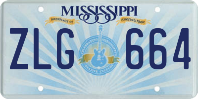 MS license plate ZLG664