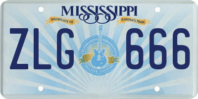 MS license plate ZLG666