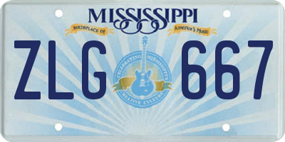 MS license plate ZLG667