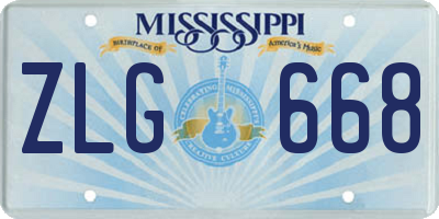 MS license plate ZLG668
