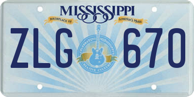 MS license plate ZLG670