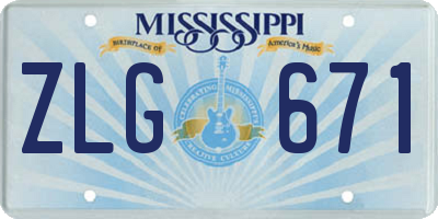 MS license plate ZLG671
