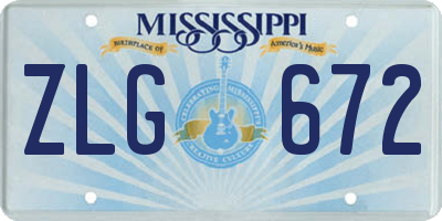 MS license plate ZLG672
