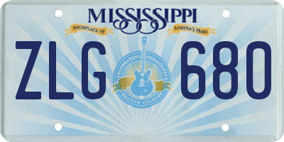 MS license plate ZLG680