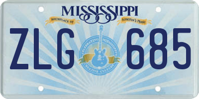 MS license plate ZLG685