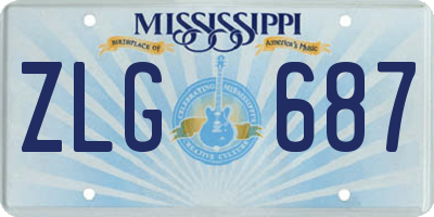 MS license plate ZLG687