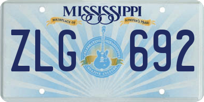 MS license plate ZLG692