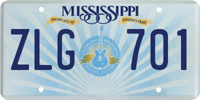 MS license plate ZLG701