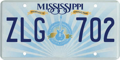 MS license plate ZLG702