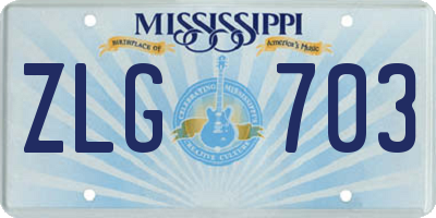 MS license plate ZLG703
