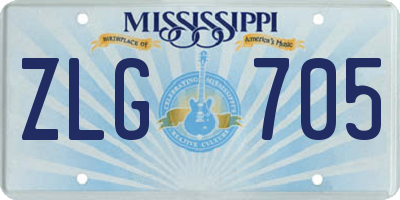 MS license plate ZLG705