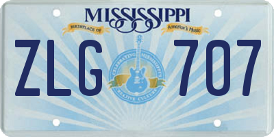 MS license plate ZLG707