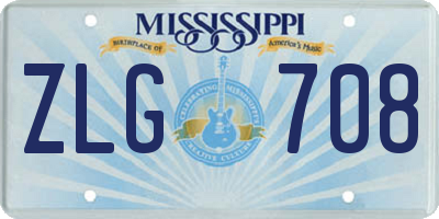MS license plate ZLG708