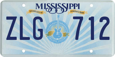 MS license plate ZLG712