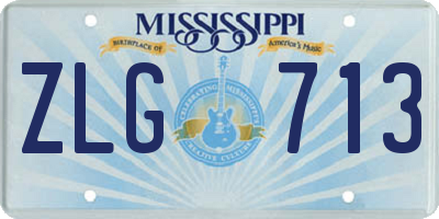 MS license plate ZLG713