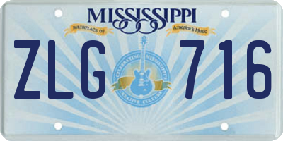 MS license plate ZLG716