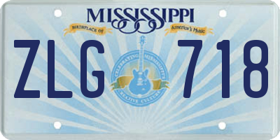 MS license plate ZLG718