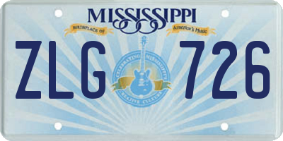 MS license plate ZLG726