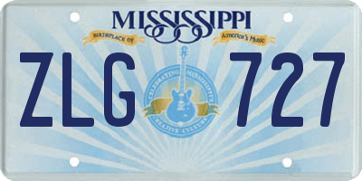 MS license plate ZLG727