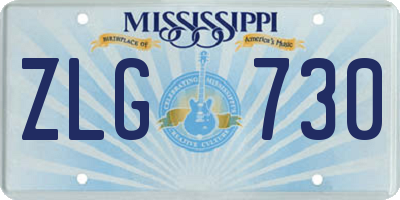 MS license plate ZLG730