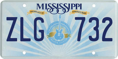 MS license plate ZLG732