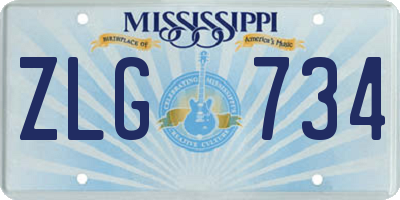 MS license plate ZLG734