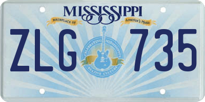 MS license plate ZLG735