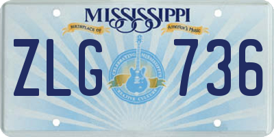 MS license plate ZLG736