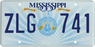 MS license plate ZLG741