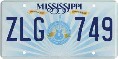 MS license plate ZLG749