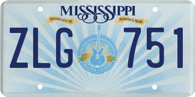 MS license plate ZLG751