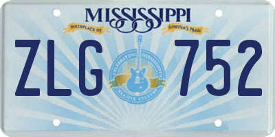 MS license plate ZLG752