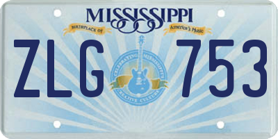 MS license plate ZLG753