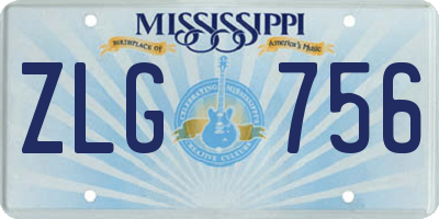 MS license plate ZLG756