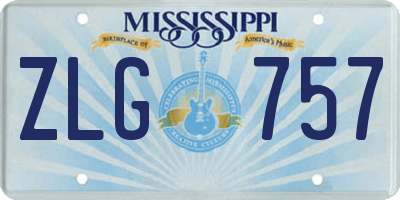 MS license plate ZLG757