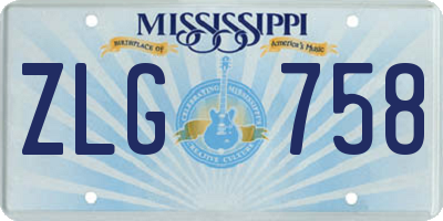 MS license plate ZLG758