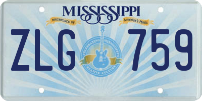 MS license plate ZLG759