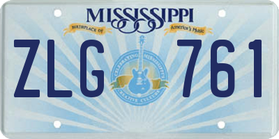 MS license plate ZLG761