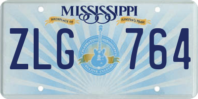 MS license plate ZLG764