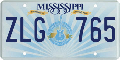 MS license plate ZLG765