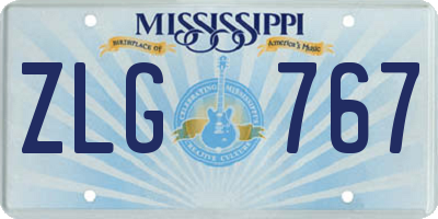 MS license plate ZLG767