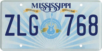 MS license plate ZLG768