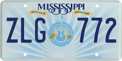 MS license plate ZLG772