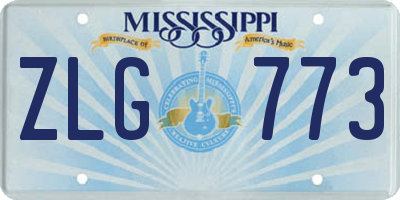 MS license plate ZLG773