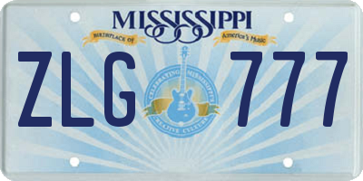 MS license plate ZLG777