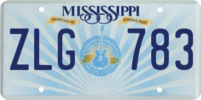 MS license plate ZLG783