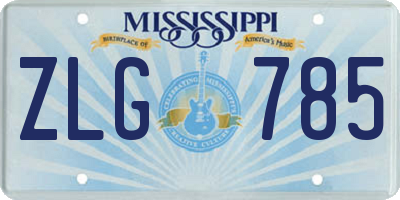 MS license plate ZLG785
