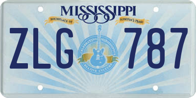MS license plate ZLG787